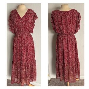 Max Studio red cottagecore dress